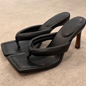 ASOS Black Padded Strap Square Toe Stiletto Heels